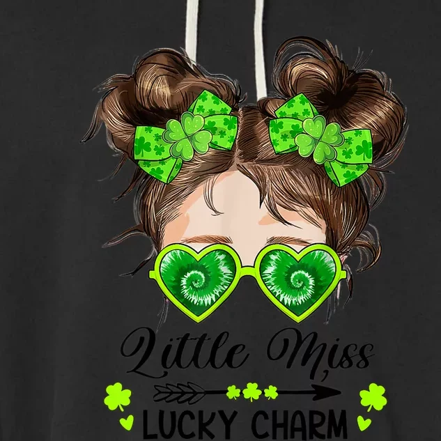 Little Miss Lucky Charm St Patricks Day Garment-Dyed Fleece Hoodie