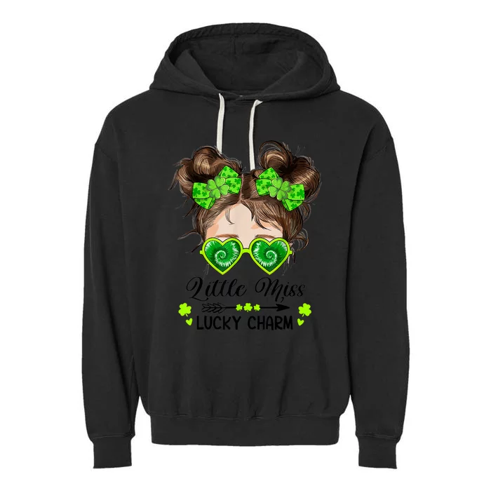 Little Miss Lucky Charm St Patricks Day Garment-Dyed Fleece Hoodie