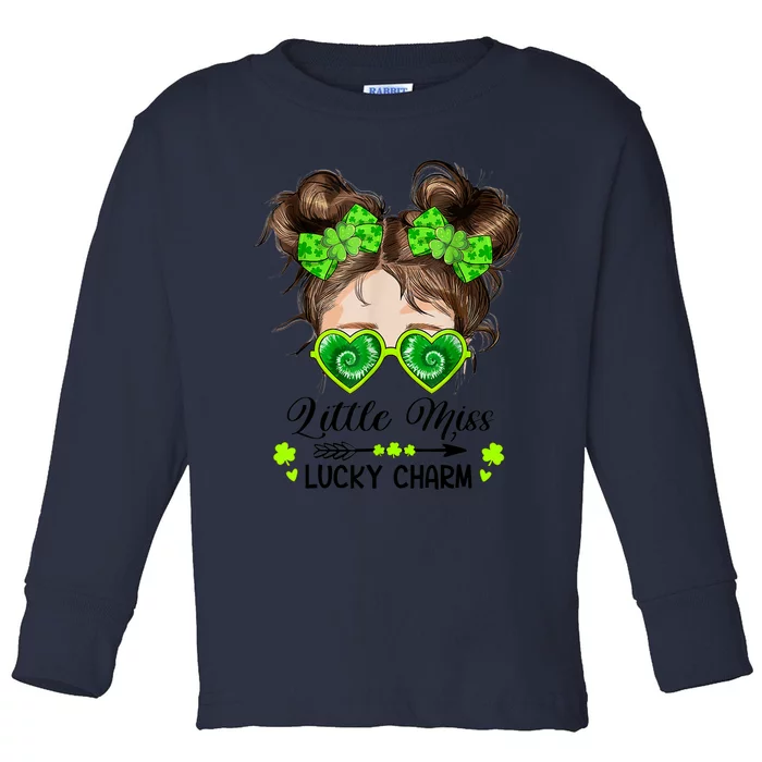 Little Miss Lucky Charm St Patricks Day Toddler Long Sleeve Shirt