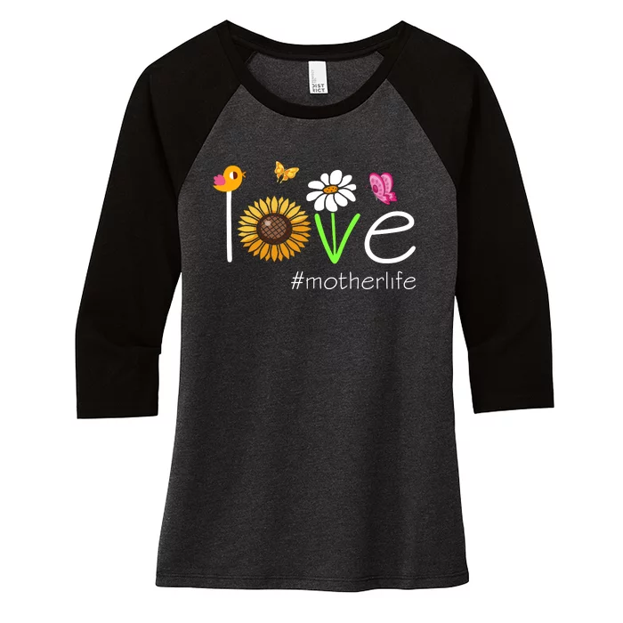 Love Mother Life Cute Matching Family Women's Tri-Blend 3/4-Sleeve Raglan Shirt