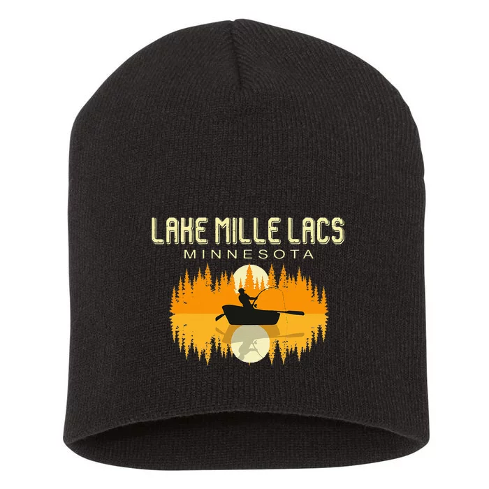 Lake Mille Lacs Minnesota Usa Fishing 80s Short Acrylic Beanie