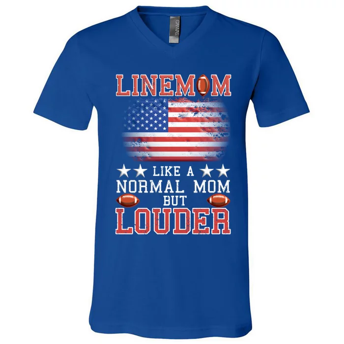 Line Mom Linemom American Football Line Cool Gift V-Neck T-Shirt