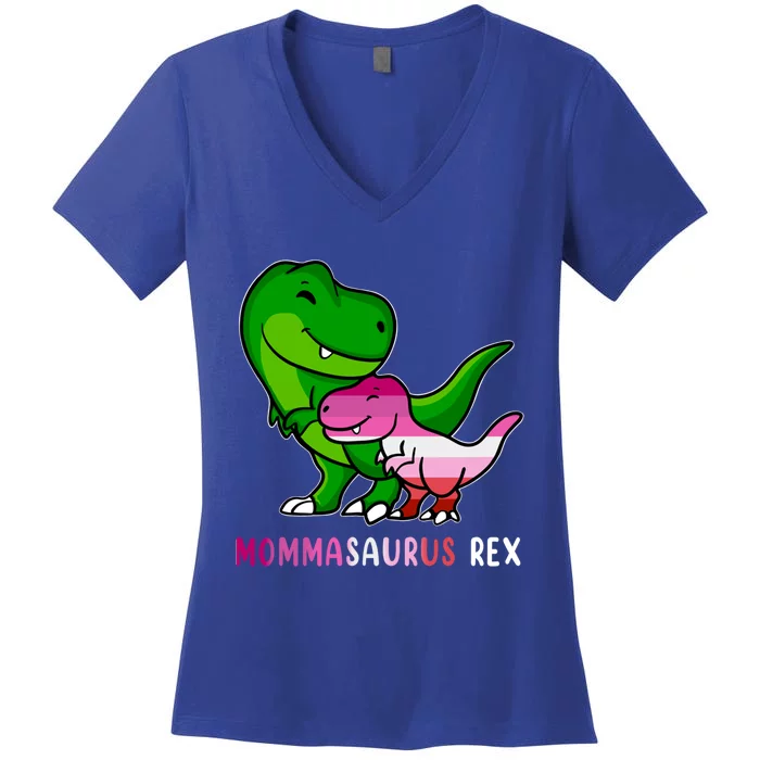 Lgbt Mommasaurus Mama Rex Lesbian Proud Mom Mothers Day Hug Gift Women's V-Neck T-Shirt