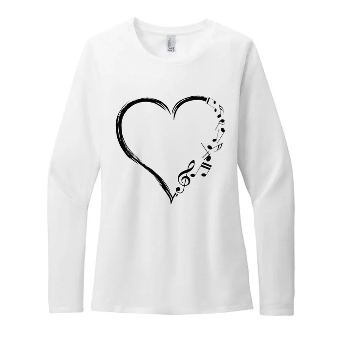 Love Music Musician Heart With Notes Clef Funny Musicians Womens CVC Long Sleeve Shirt