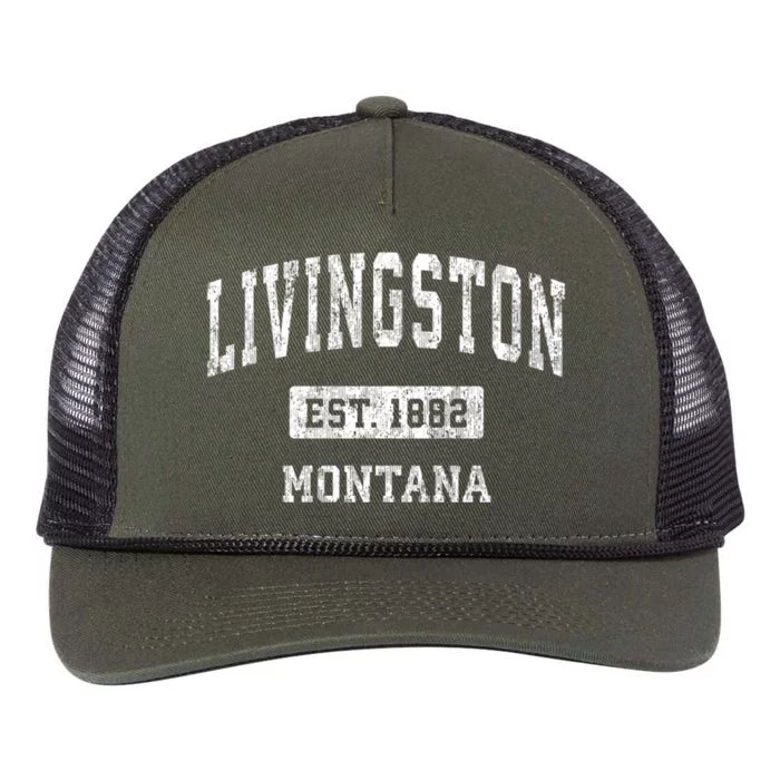 Livingston Montana Mt Vintage Sports Design Black Design Gift Retro Rope Trucker Hat Cap