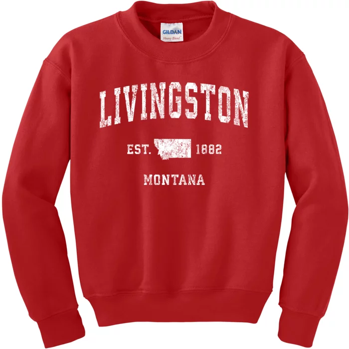 Livingston Montana Mt Vintage Athletic Sports Kids Sweatshirt