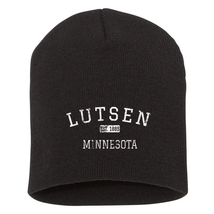 Lutsen Minnesota Mn Vintage Short Acrylic Beanie