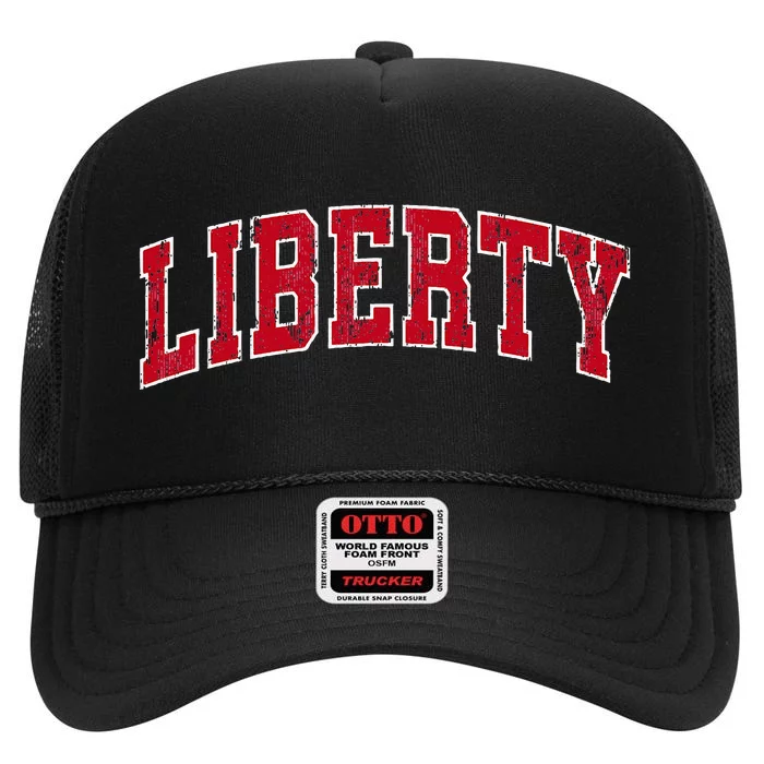 Liberty Missouri Mo Vintage Sports Design Red Design High Crown Mesh Trucker Hat