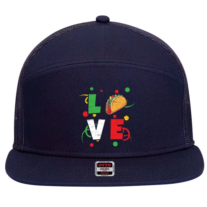 Love Mayo Mexican Fiesta Cinco De Mayo Valentine`s Day Cute Gift 7 Panel Mesh Trucker Snapback Hat