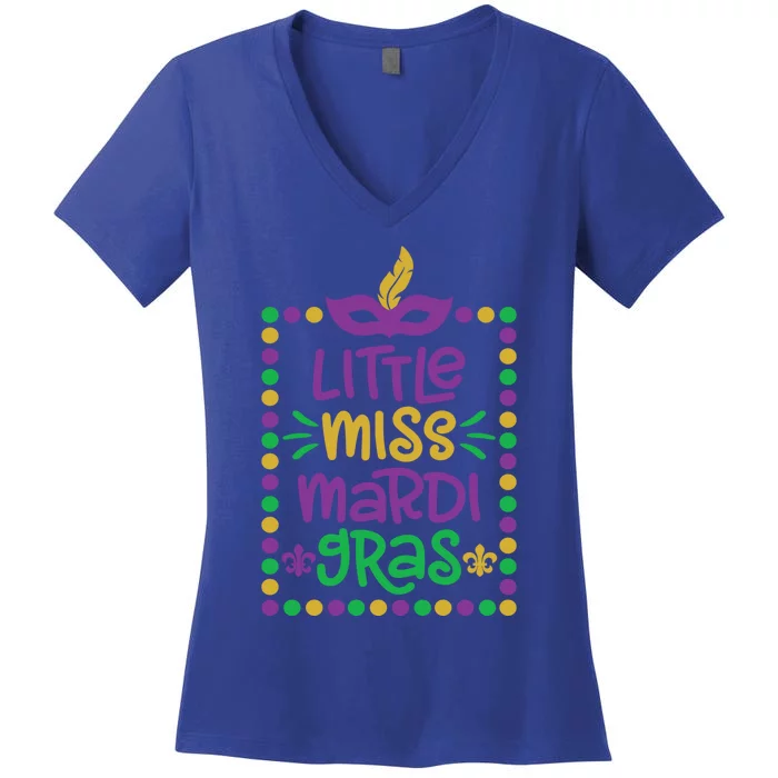 Little Miss Mardi Gras Cute Gift Cute Mardi Gras Gift Funny Gift Women's V-Neck T-Shirt