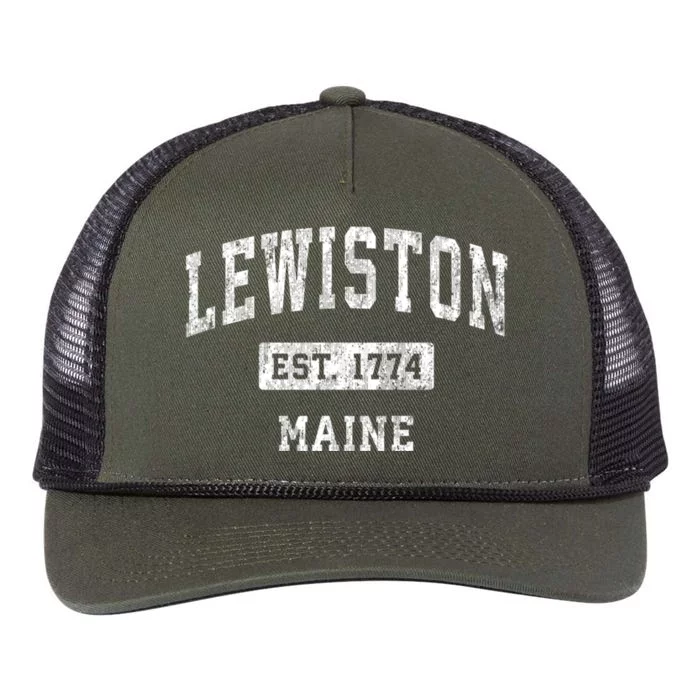 Lewiston Maine Me Vintage Established Sports Retro Rope Trucker Hat Cap