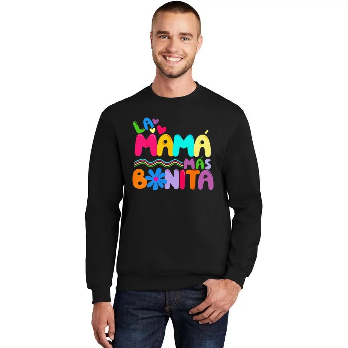 La MaMa Mas Bonita Retro Groovy Funny Spanish Mothers Day Tall Sweatshirt