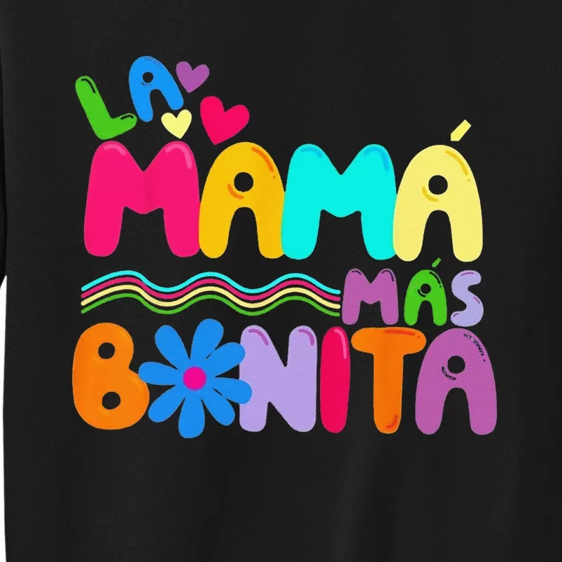 La MaMa Mas Bonita Retro Groovy Funny Spanish Mothers Day Tall Sweatshirt