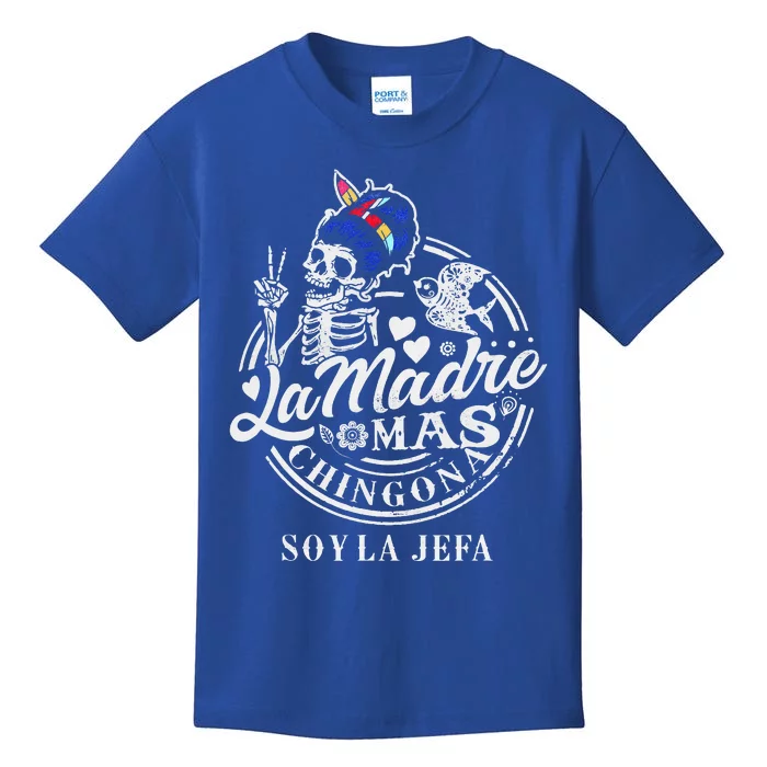 La Madre Mas Chingona Soy La Jefa Skeleton Lover Kids T-Shirt