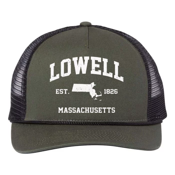 Lowell Massachusetts MA Vintage State Athletic Style Retro Rope Trucker Hat Cap