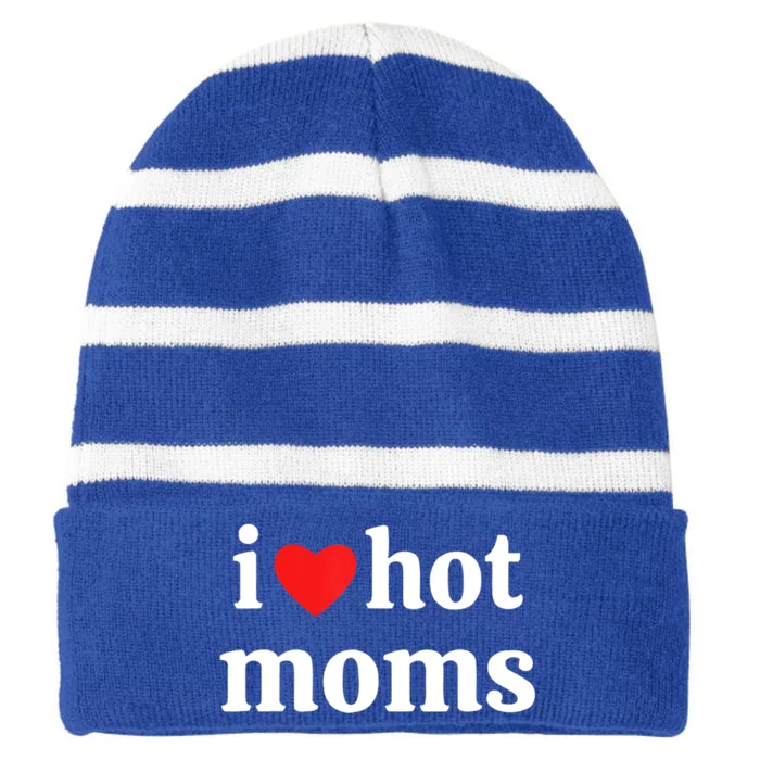 Love Mom Mother Gift Striped Beanie with Solid Band