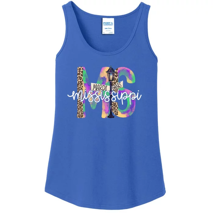 Leopard Mississippi Ms Mardi Gras Ladies Essential Tank