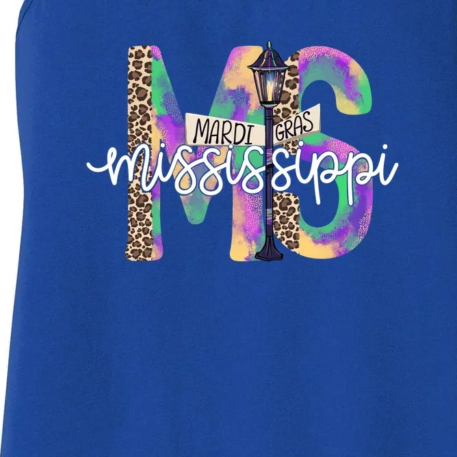 Leopard Mississippi Ms Mardi Gras Women's Racerback Tank