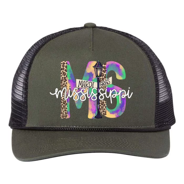 Leopard Mississippi Ms Mardi Gras Retro Rope Trucker Hat Cap