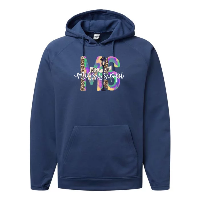 Leopard Mississippi Ms Mardi Gras Performance Fleece Hoodie