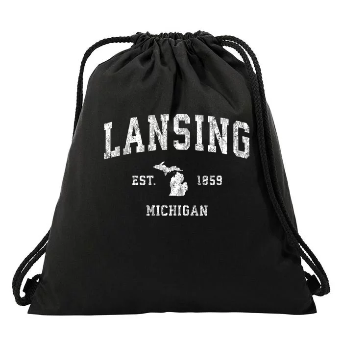 Lansing Michigan Mi Vintage Athletic Sports Drawstring Bag