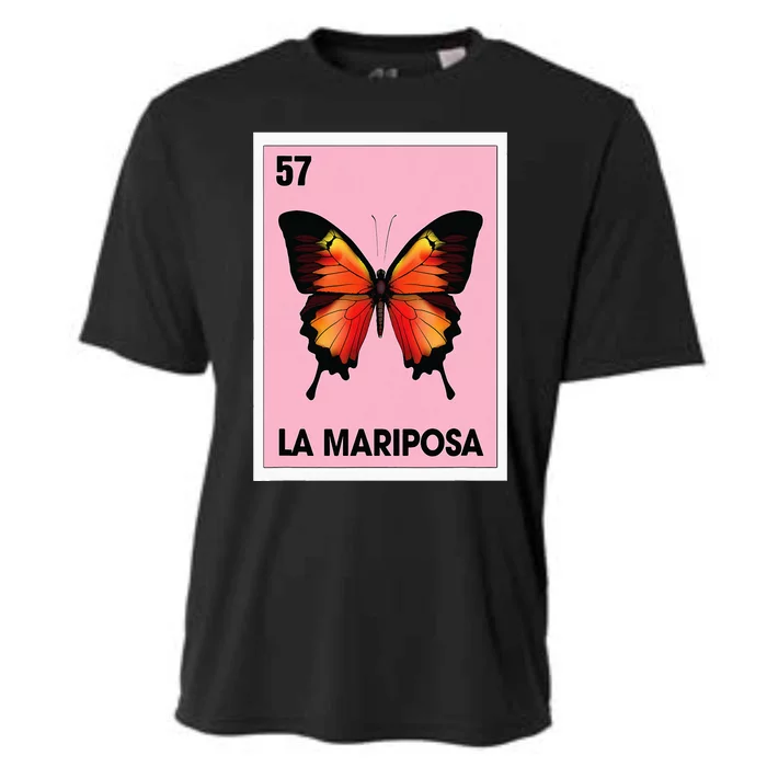 La Mariposa Mexican Bingo Card Game Butterfly Lover Spanish Cooling Performance Crew T-Shirt