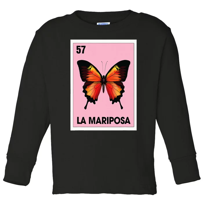 La Mariposa Mexican Bingo Card Game Butterfly Lover Spanish Toddler Long Sleeve Shirt