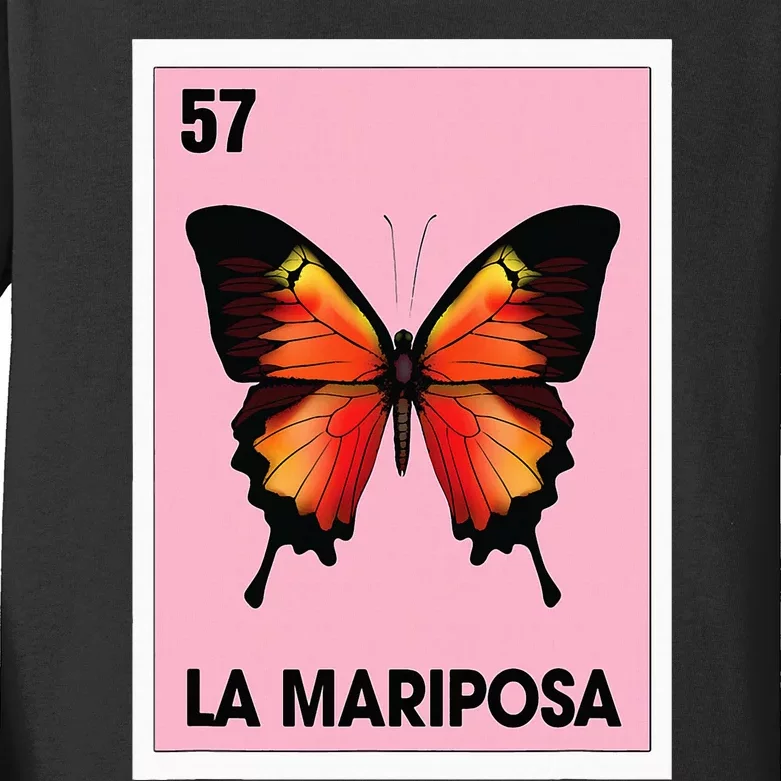 La Mariposa Mexican Bingo Card Game Butterfly Lover Spanish Kids Long Sleeve Shirt