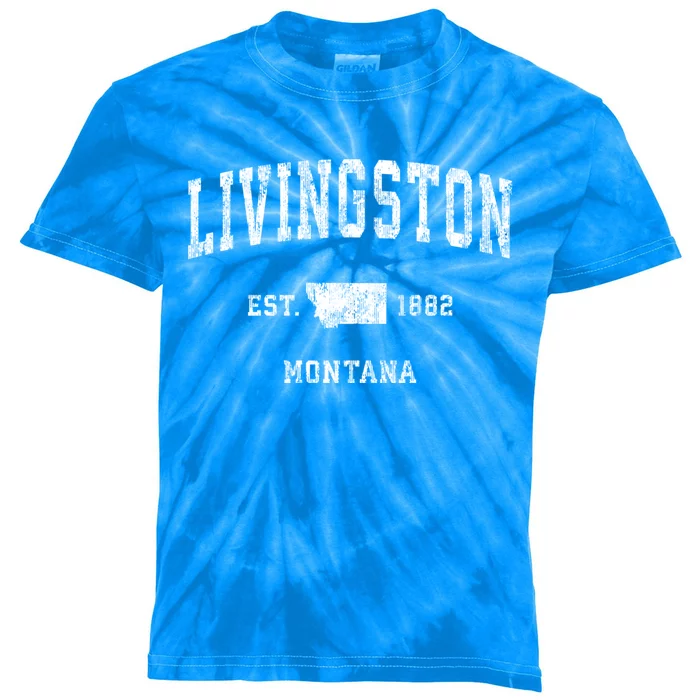 Livingston Montana Mt Vintage Athletic Sports Design Gift Kids Tie-Dye T-Shirt