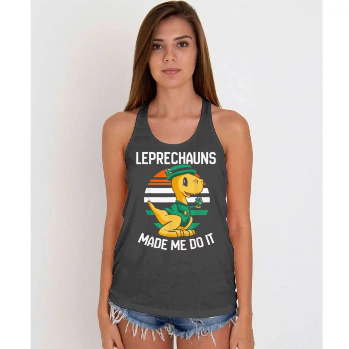 Leprechauns Made Me Do It St Patricks Day Irish Ireland Women's Knotted Racerback Tank