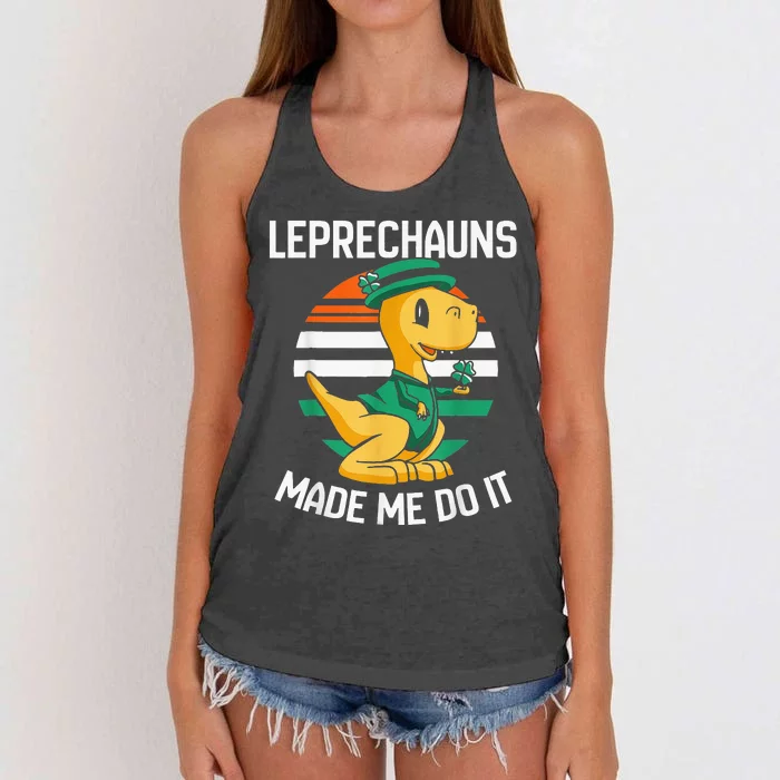 Leprechauns Made Me Do It St Patricks Day Irish Ireland Women's Knotted Racerback Tank