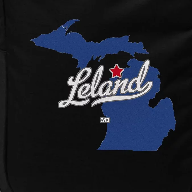 Leland Michigan MI Map Impact Tech Backpack