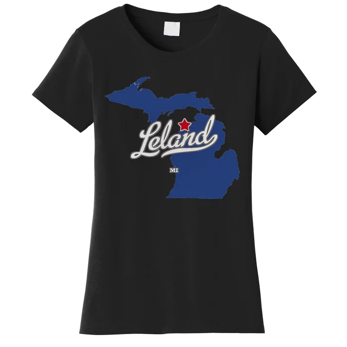 Leland Michigan MI Map Women's T-Shirt