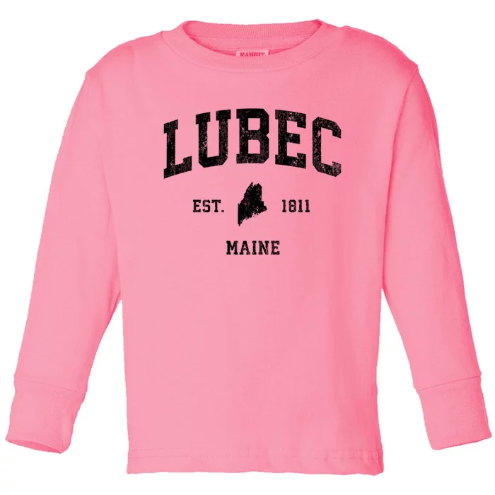 Lubec Maine Me Vintage Athletic Sports Toddler Long Sleeve Shirt