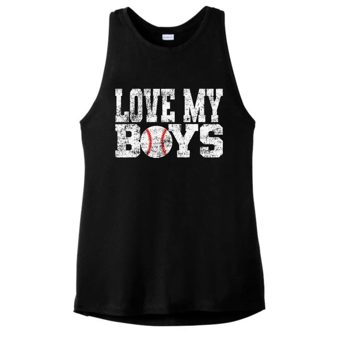 Love My Mom of Baseball Players Ladies Tri-Blend Wicking Tank