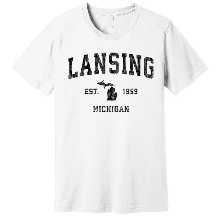 Lansing Michigan Mi Vintage Established Athletic Sports Design Premium T-Shirt