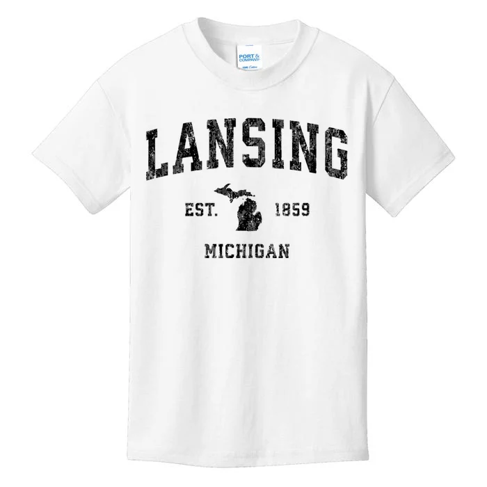 Lansing Michigan Mi Vintage Established Athletic Sports Design Kids T-Shirt