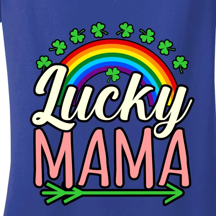 Lucky Mama Mommy Love Mom Mother’s Day Graphic Cool Gift Women's V-Neck T-Shirt