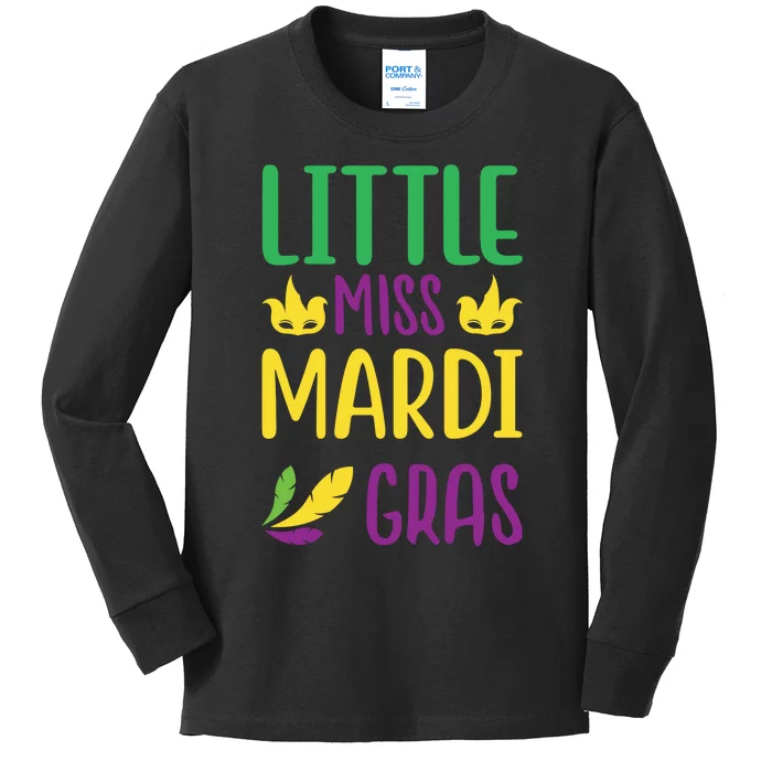 Little Miss Mardi Gras Kids Long Sleeve Shirt