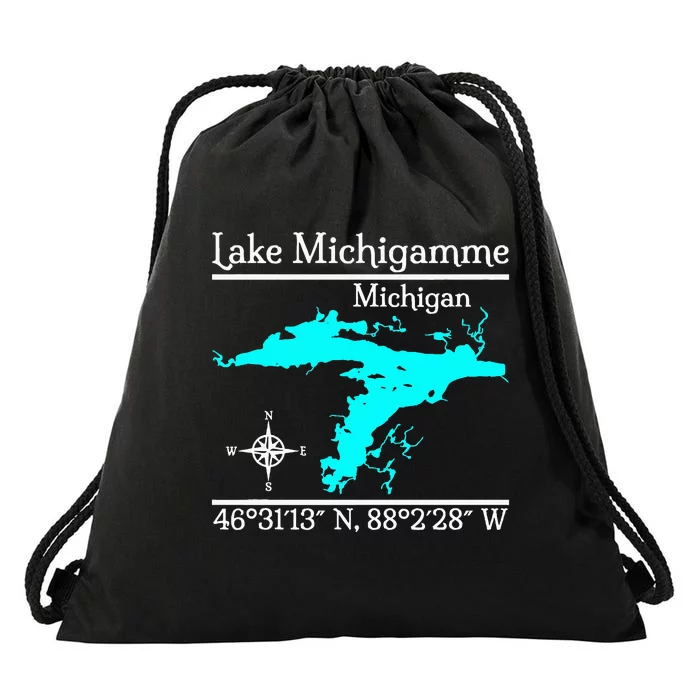 Lake Michigamme Michigan Drawstring Bag