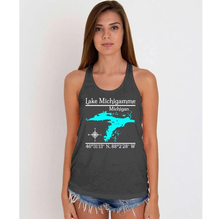 Lake Michigamme Michigan Women's Knotted Racerback Tank