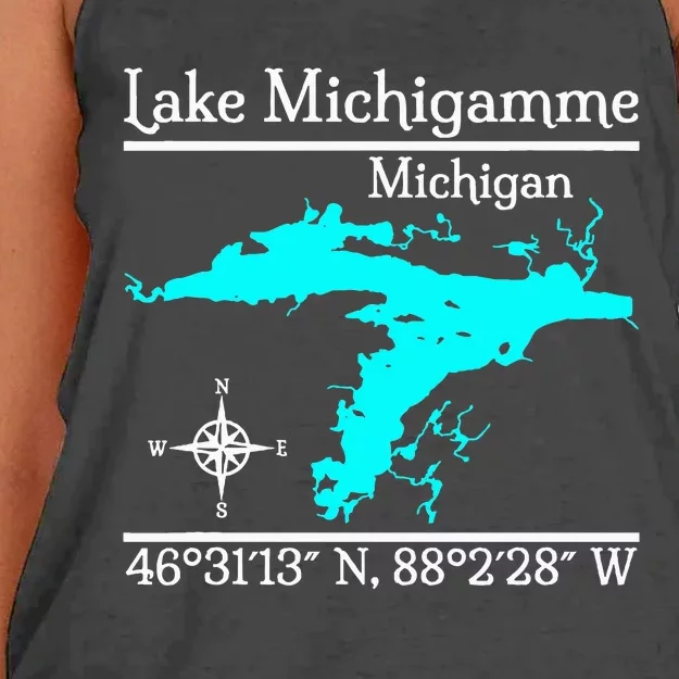 Lake Michigamme Michigan Women's Knotted Racerback Tank