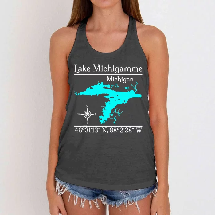 Lake Michigamme Michigan Women's Knotted Racerback Tank