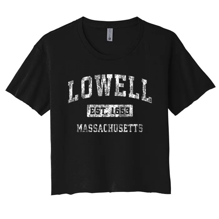 Lowell Massachusetts Ma Vintage Established Sports Women's Crop Top Tee