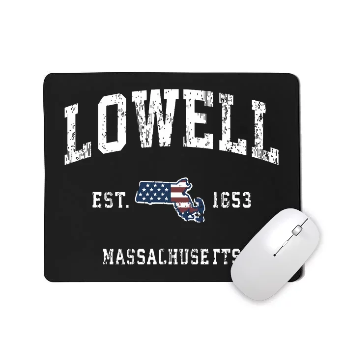 Lowell Massachusetts Ma Vintage American Flag Sports Design Mousepad