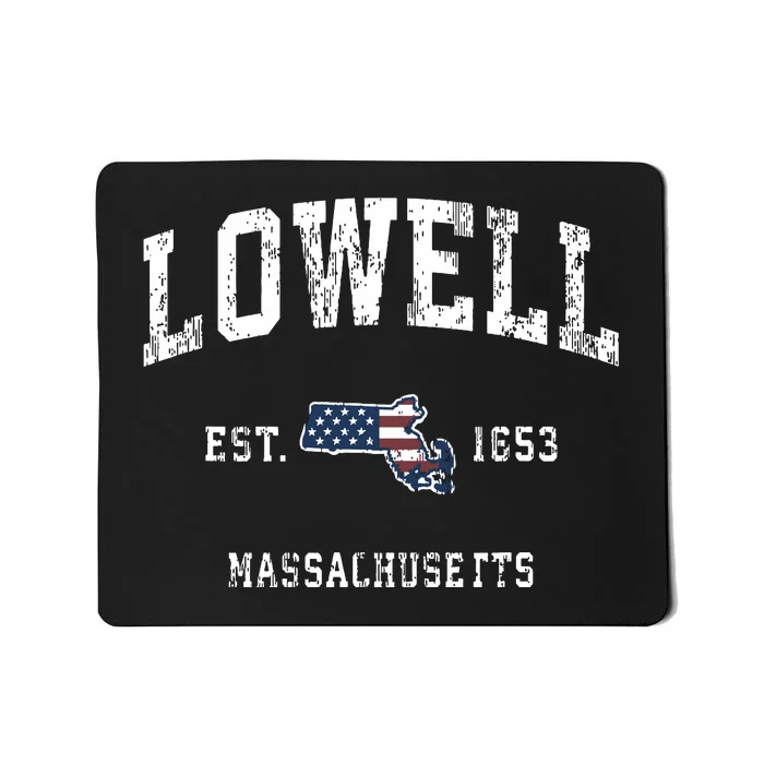 Lowell Massachusetts Ma Vintage American Flag Sports Design Mousepad