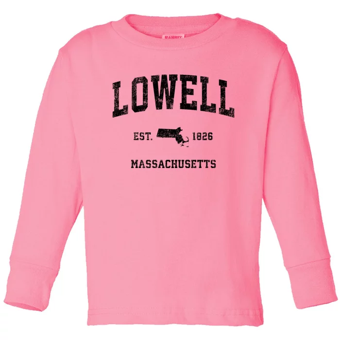 Lowell Massachusetts Ma Vintage Sports Toddler Long Sleeve Shirt