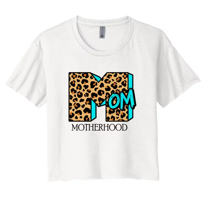 Leopard Mom Motherhood Women's Crop Top Tee