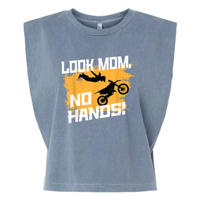 Look Mom, No Hands, Dirt Biking, Dirt Bike Garment-Dyed Women's Muscle Tee