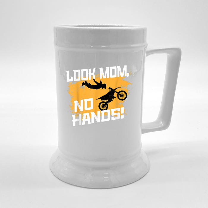 Look Mom, No Hands, Dirt Biking, Dirt Bike Front & Back Beer Stein